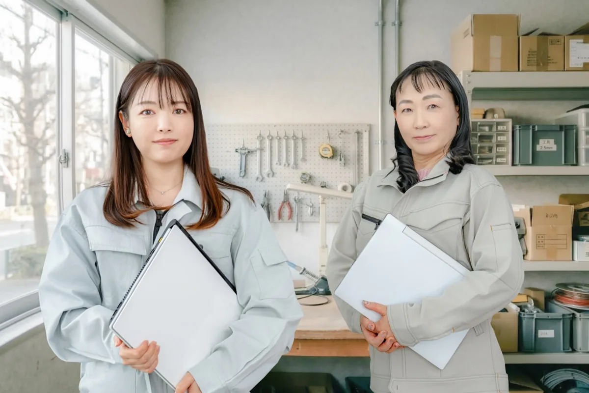 事務所のパソコンで求人票を見直す様子