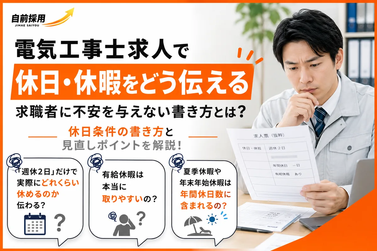 電気工事士求人で休日・休暇をどう伝える｜求職者に不安を与えない書き方